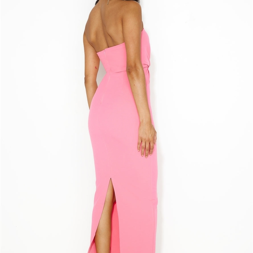 Hello Molly Strapless Pink Twist-Front Gown - Picture 3 of 5